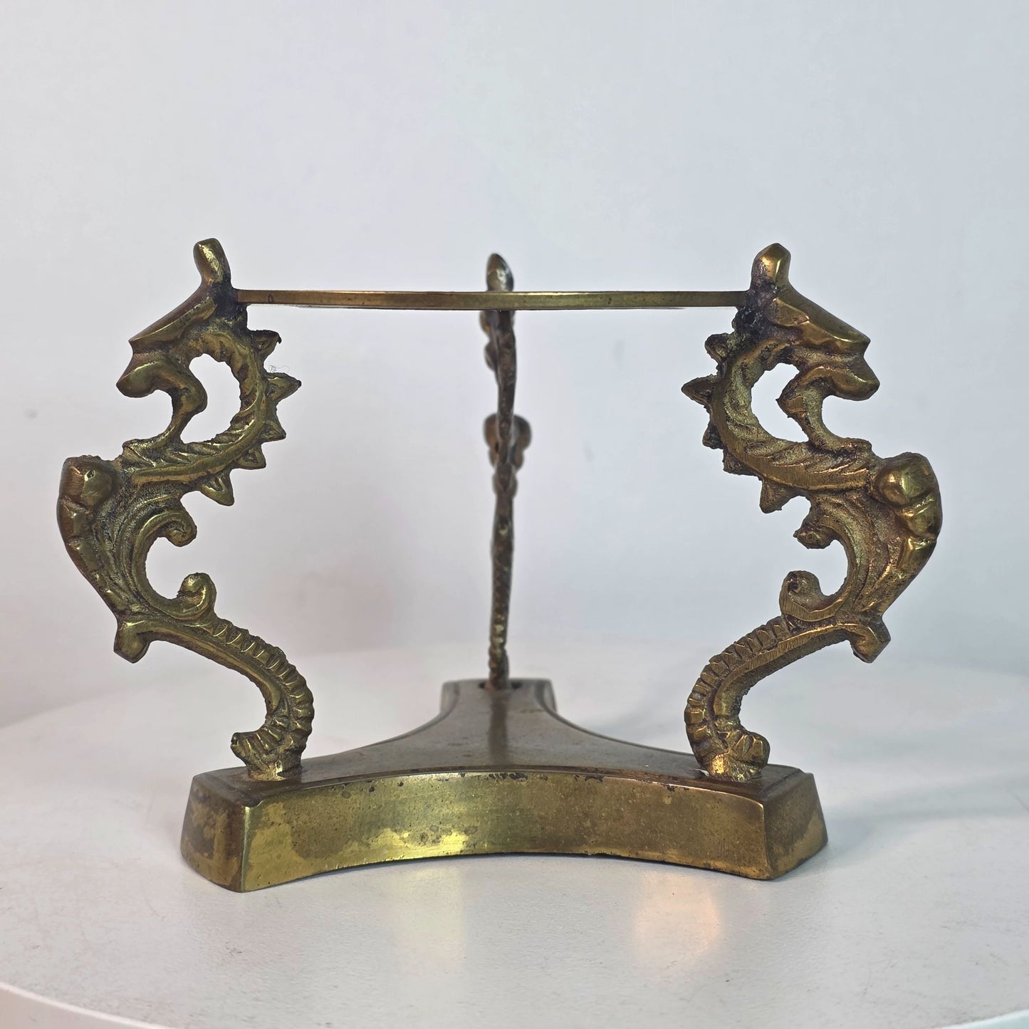 Vintage Brass Stand For Blown Glass Paperweight By Three Dragons