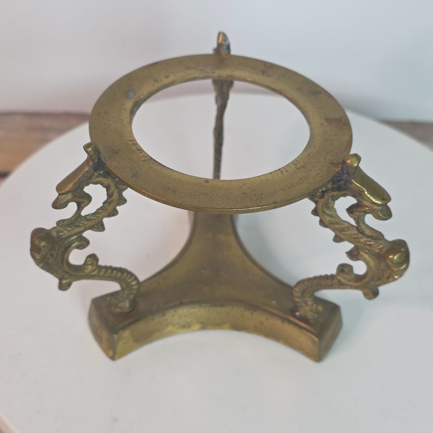 Vintage Brass Stand For Blown Glass Paperweight By Three Dragons