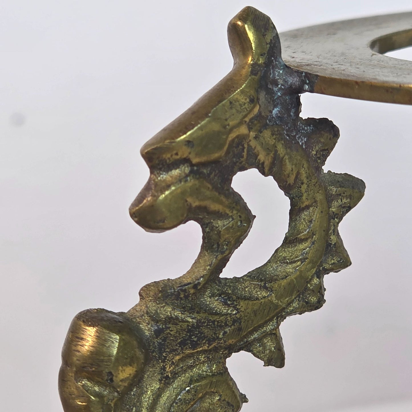 Vintage Brass Stand For Blown Glass Paperweight By Three Dragons