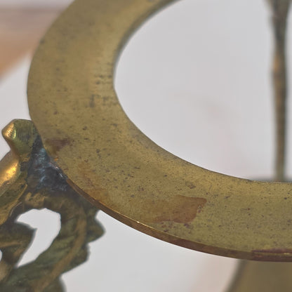 Vintage Brass Stand For Blown Glass Paperweight By Three Dragons