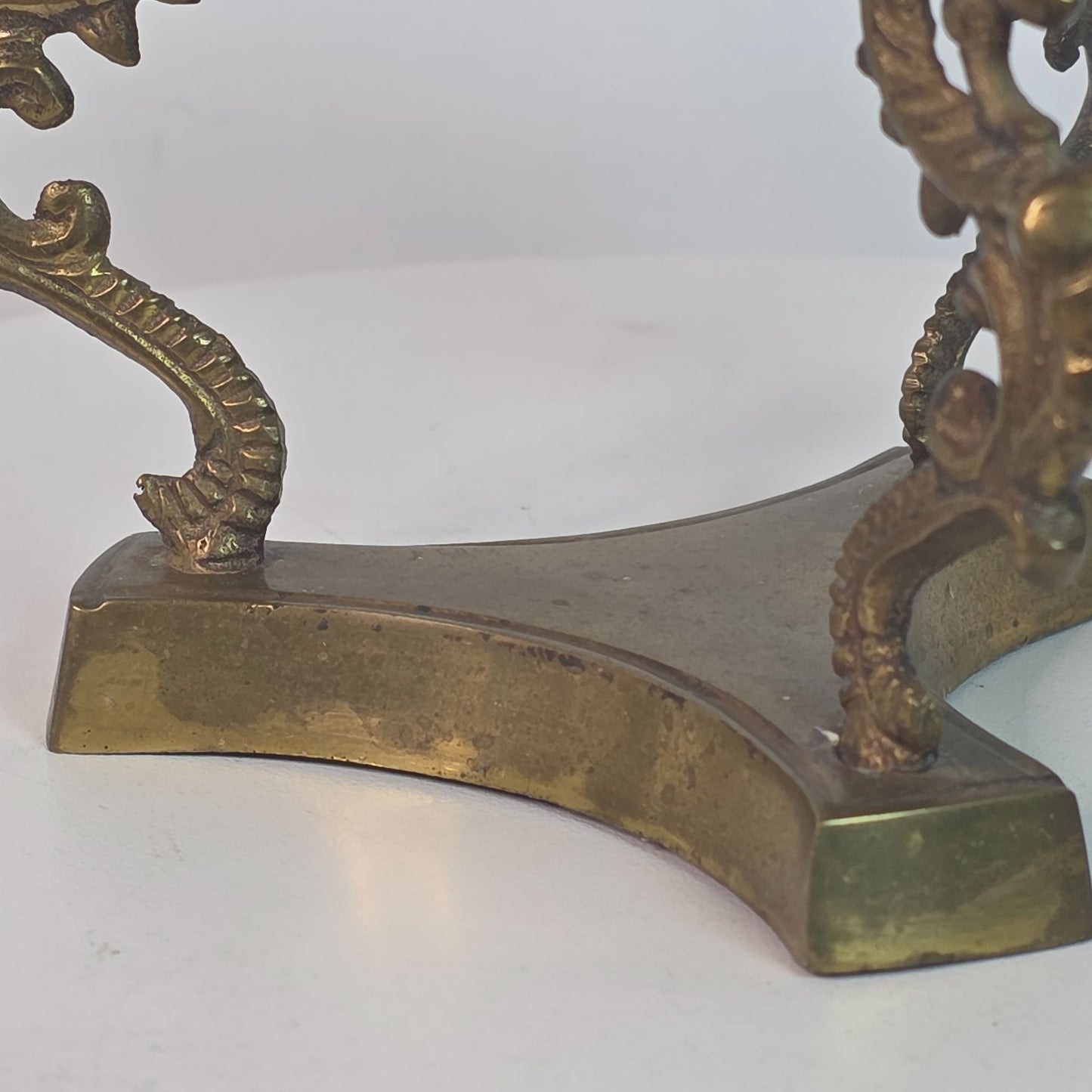 Vintage Brass Stand For Blown Glass Paperweight By Three Dragons