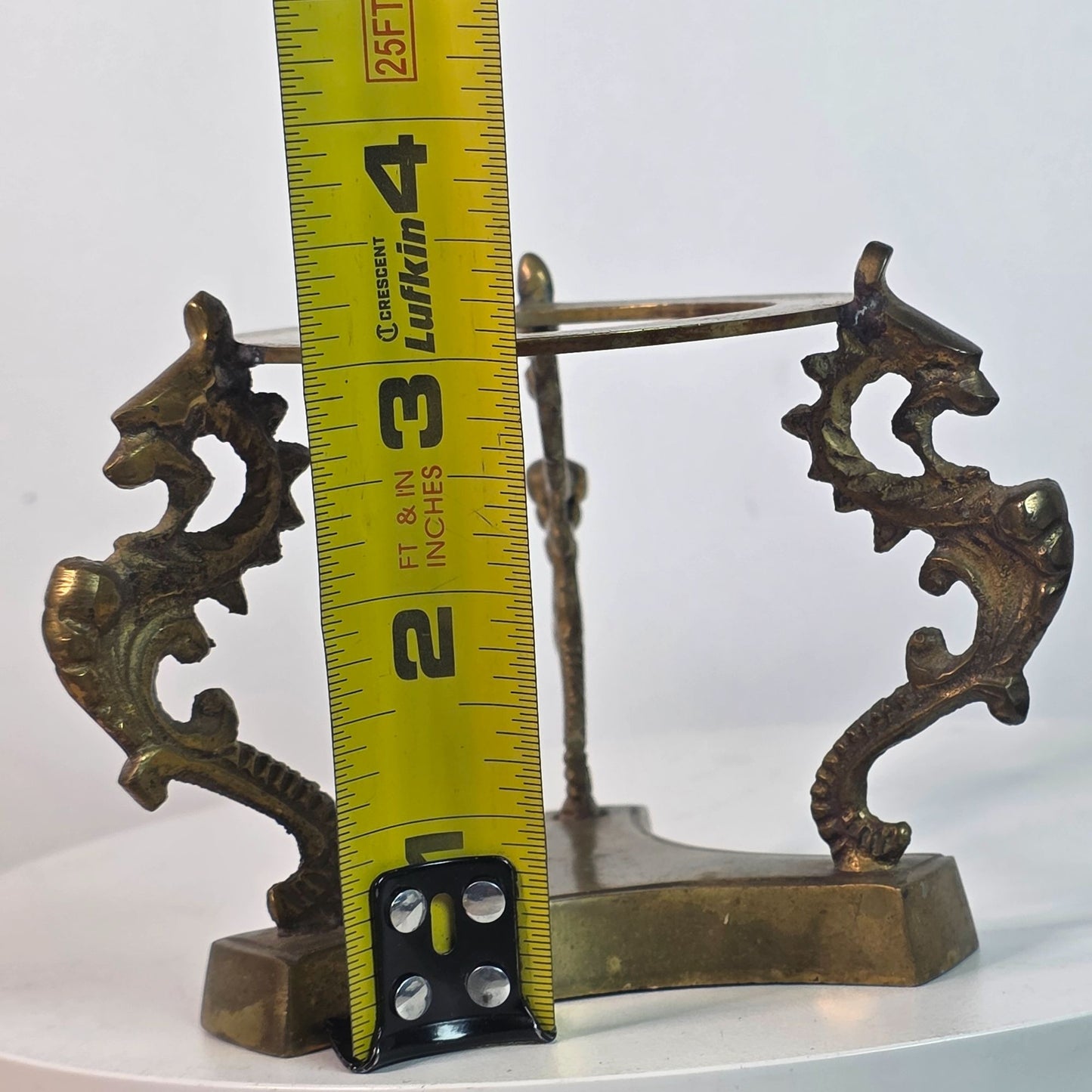 Vintage Brass Stand For Blown Glass Paperweight By Three Dragons