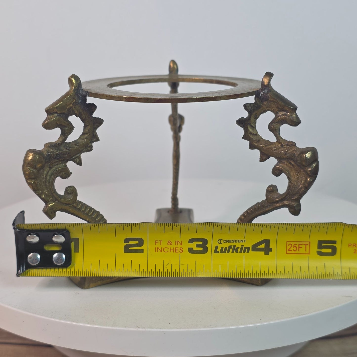 Vintage Brass Stand For Blown Glass Paperweight By Three Dragons