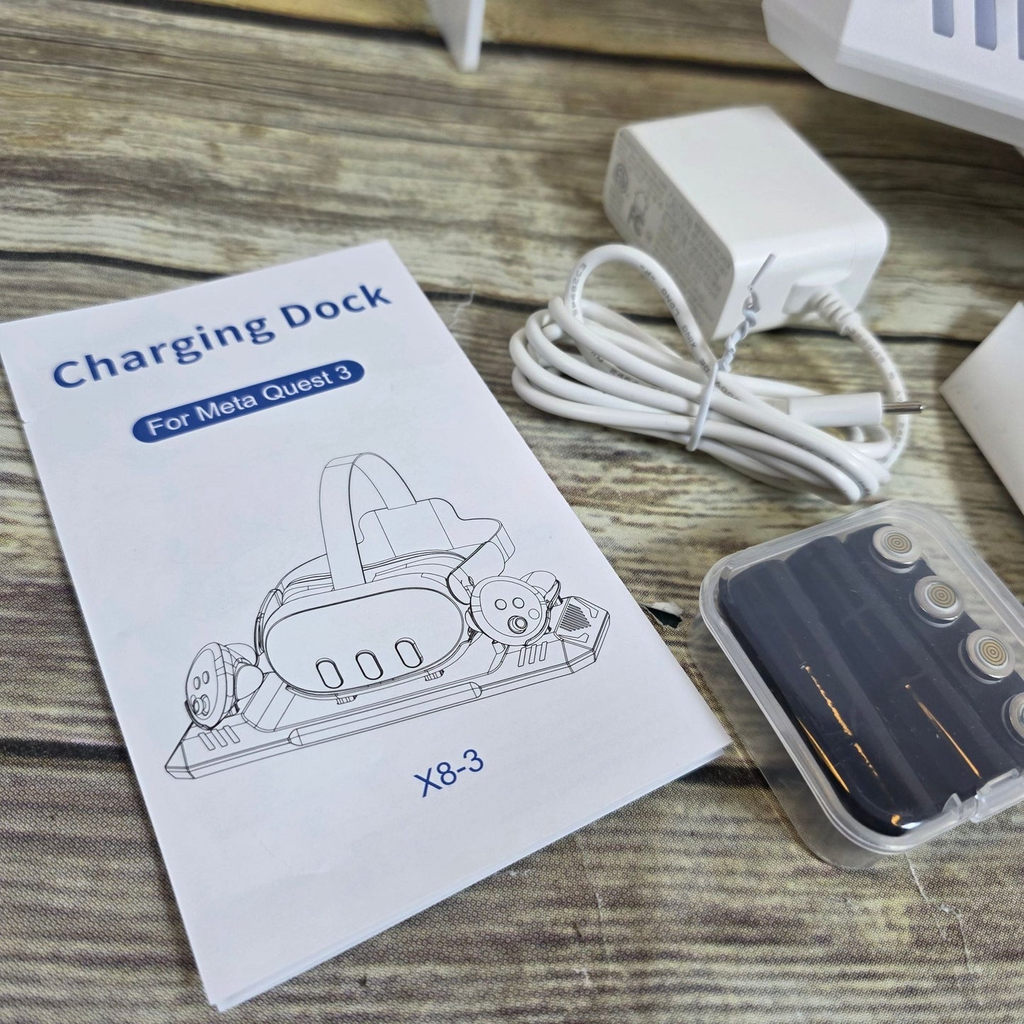 Charging Dock for Meta Quest 3/Quest 3S, Magnetic Charging Station for Oculus Quest 3 VR Headset & Controllers, with 2 Rechargeable 2100mAh Batteries, USB-C Charger and Cable, Supports LED Indicator