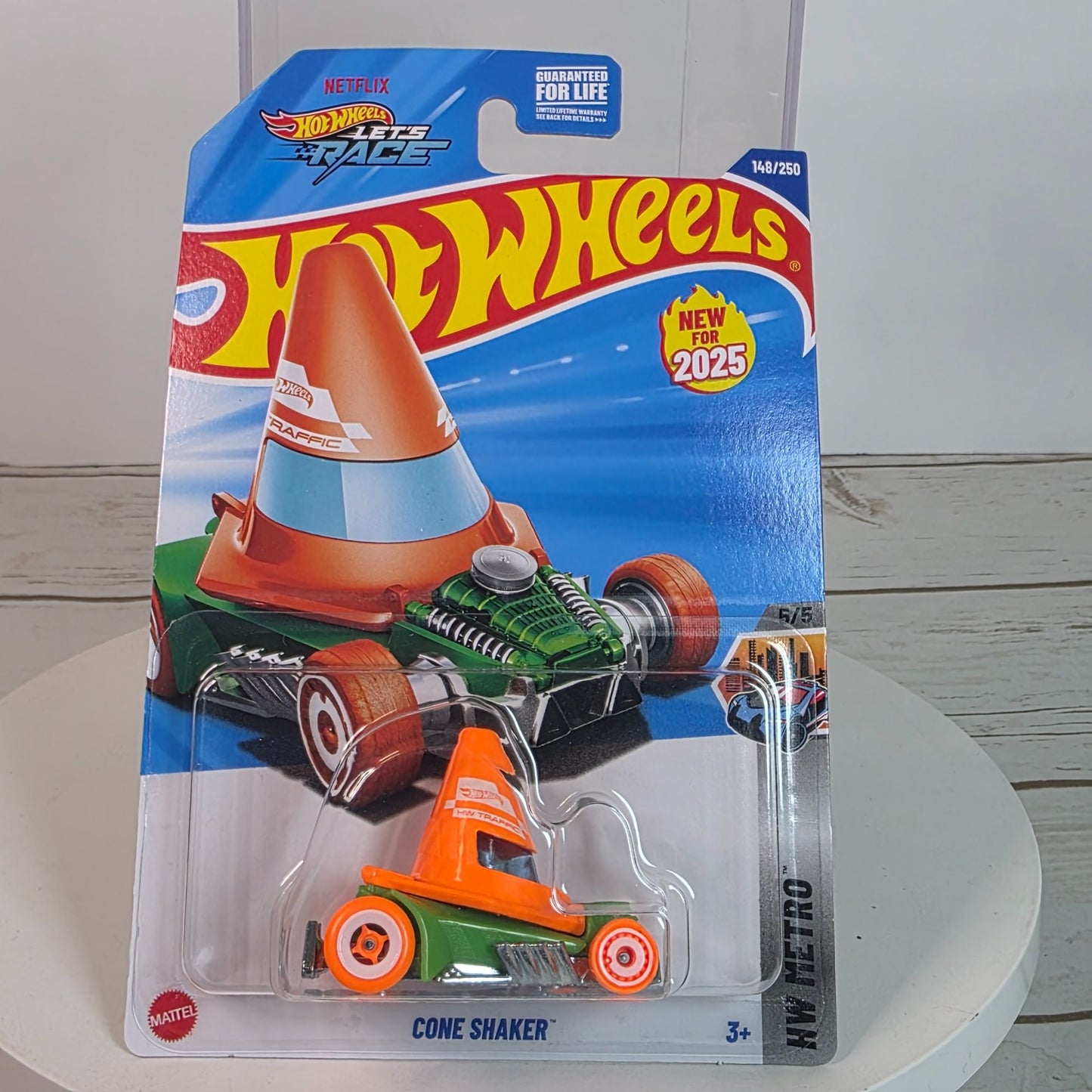 Hot Wheels Cone Shaker Die-Cast Car 148/250 Orange & Green Collectible New For 2025 Netflix Lets Race Series Mattel
