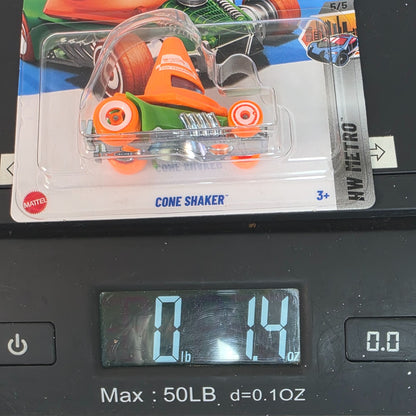 Hot Wheels Cone Shaker Die-Cast Car 148/250 Orange & Green Collectible New For 2025 Netflix Lets Race Series Mattel