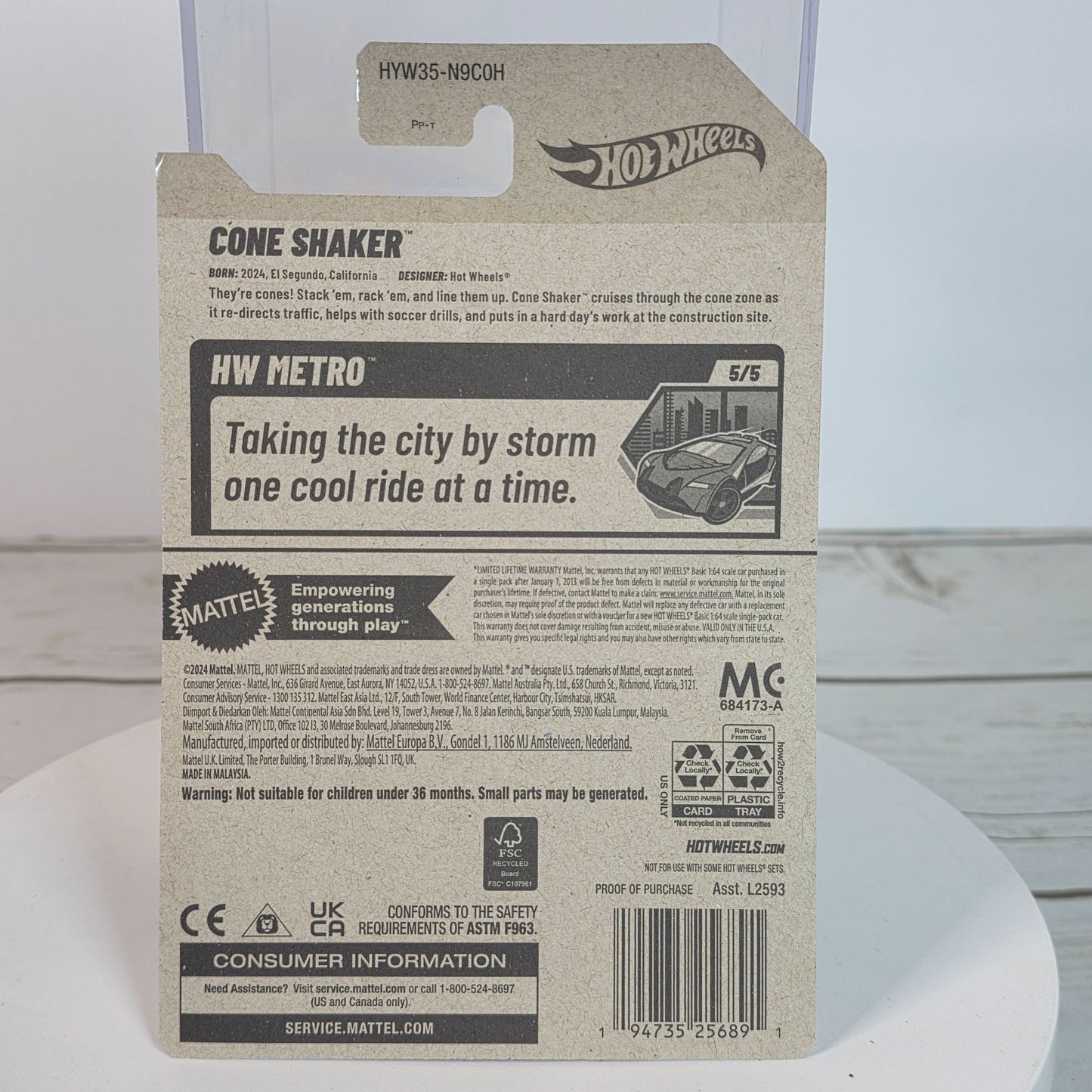 Hot Wheels Cone Shaker Die-Cast Car 148/250 Orange & Green Collectible New For 2025 Netflix Lets Race Series Mattel