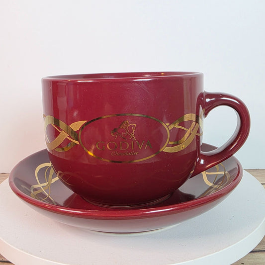 California Pantry Burgundy & Gold Ceramic Cup & Saucer Set