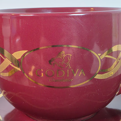 California Pantry Burgundy & Gold Ceramic Cup & Saucer Set