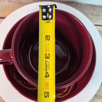 California Pantry Burgundy & Gold Ceramic Cup & Saucer Set