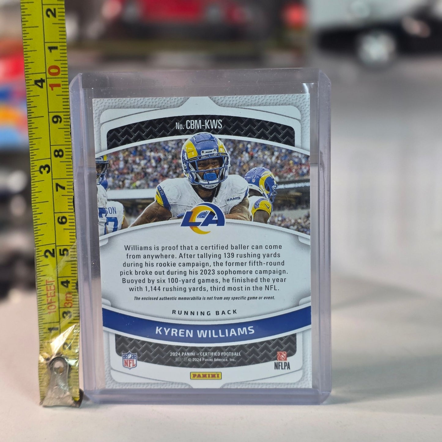2024 Panini Certified #CBM-KWS Kyren Williams Rams Ballers Jersey Relic Loader