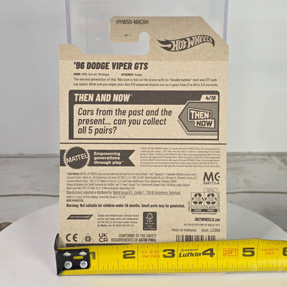 96 Dodge Viper GTS Hot Wheels Die-Cast 1:64 Scale Then & Now Series Blue & White Stripes 176/250 New For 2025 Collectible