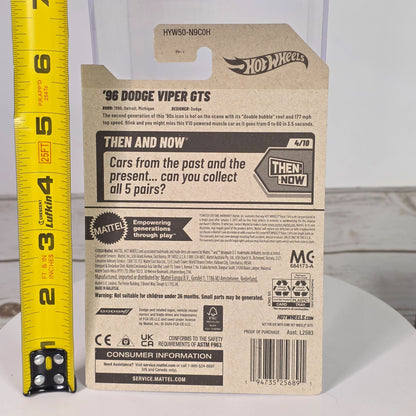 96 Dodge Viper GTS Hot Wheels Die-Cast 1:64 Scale Then & Now Series Blue & White Stripes 176/250 New For 2025 Collectible