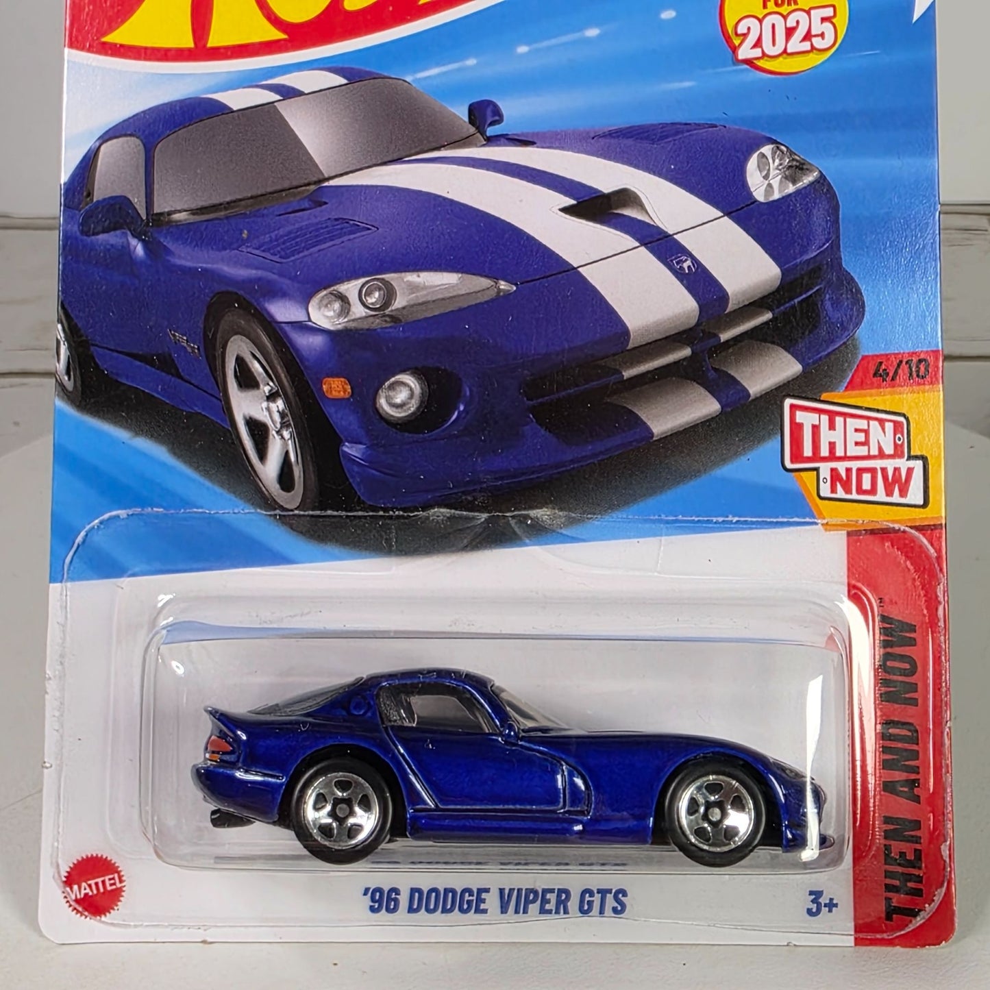 96 Dodge Viper GTS Hot Wheels Die-Cast 1:64 Scale Then & Now Series Blue & White Stripes 176/250 New For 2025 Collectible