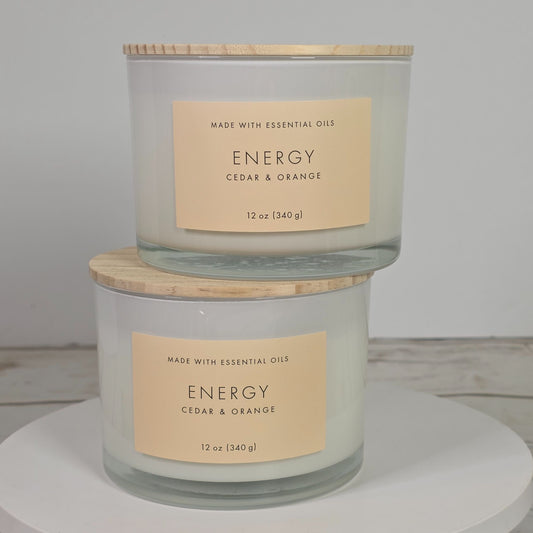 Set of 2 Energy Cedar & Orange 12 Oz Candles With Essential Oils By Threshold