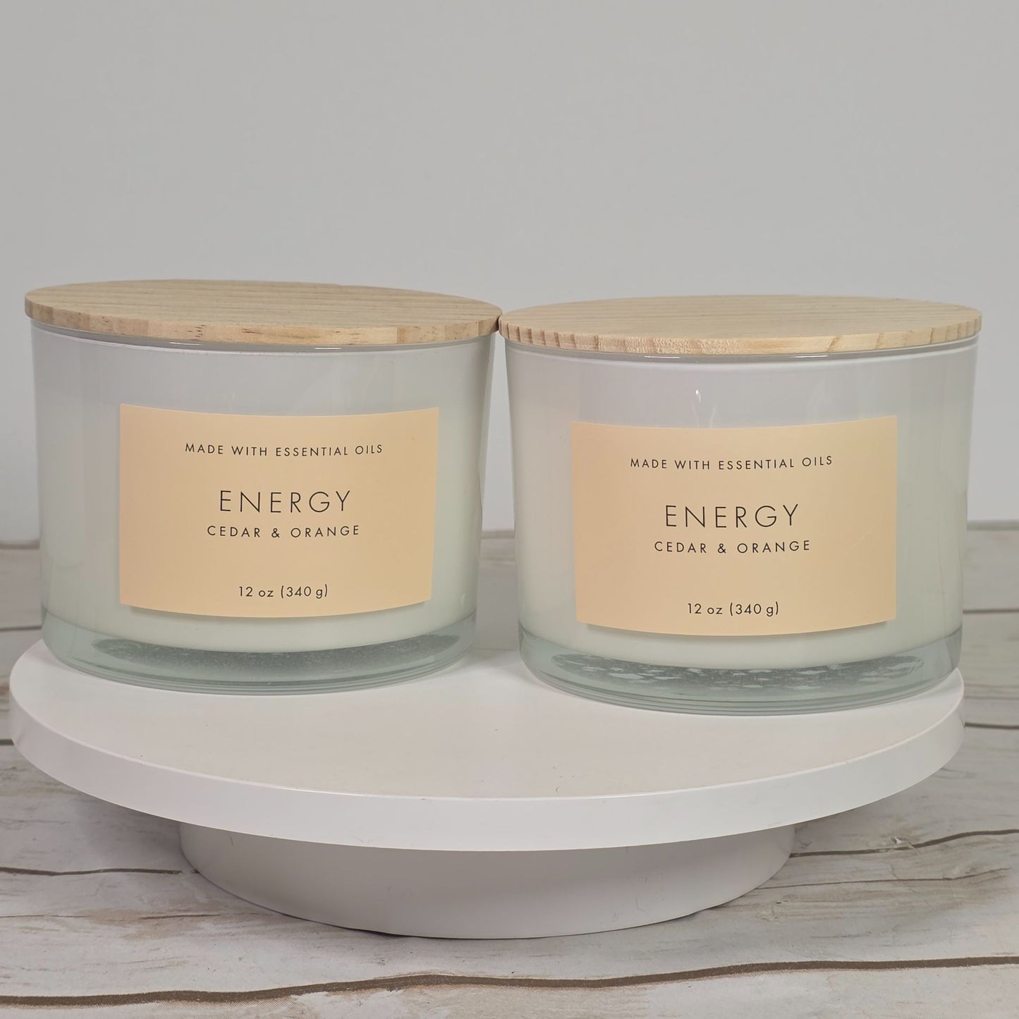 Set of 2 Energy Cedar & Orange 12 Oz Candles With Essential Oils By Threshold