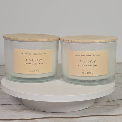Set of 2 Energy Cedar & Orange 12 Oz Candles With Essential Oils By Threshold