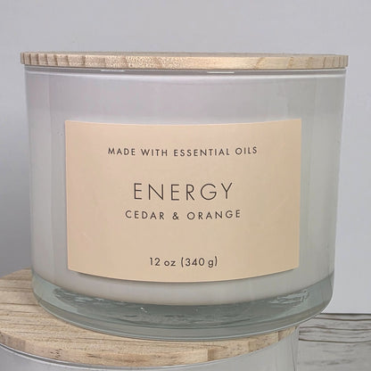 Set of 2 Energy Cedar & Orange 12 Oz Candles With Essential Oils By Threshold