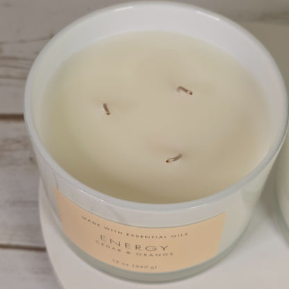 Set of 2 Energy Cedar & Orange 12 Oz Candles With Essential Oils By Threshold