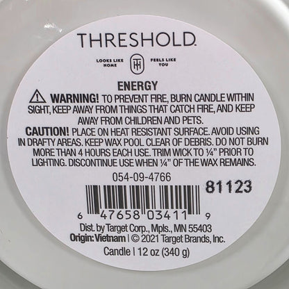 Set of 2 Energy Cedar & Orange 12 Oz Candles With Essential Oils By Threshold