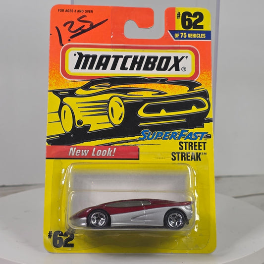 Matchbox Superfast Street Streak Diecast Car #62 Of 75 Vehicles New Look Collectible 1990s Vintage Toy In Sealed Packaging