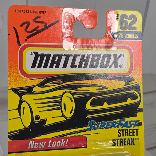 Matchbox Superfast Street Streak Diecast Car #62 Of 75 Vehicles New Look Collectible 1990s Vintage Toy In Sealed Packaging