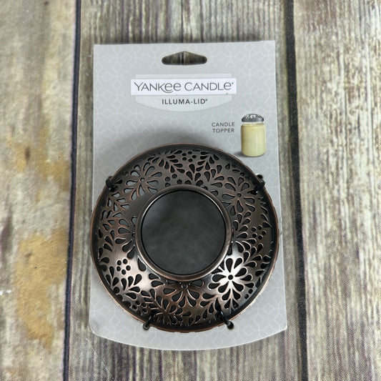 Yankee Candle Illuma-Lid Candle Topper Bronze Floral Sheridan Pattern