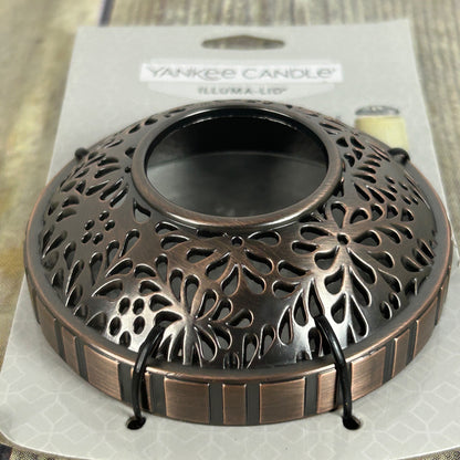 Yankee Candle Illuma-Lid Candle Topper Bronze Floral Sheridan Pattern