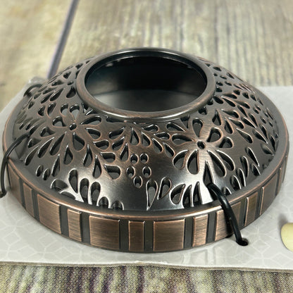 Yankee Candle Illuma-Lid Candle Topper Bronze Floral Sheridan Pattern