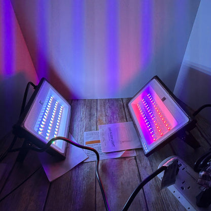 Olafus RGB LED Floodlights 100W Multi-Color Outdoor Lights Pack Of 2 120° Beam Angle 30000H Lifespan IP66 Waterproof