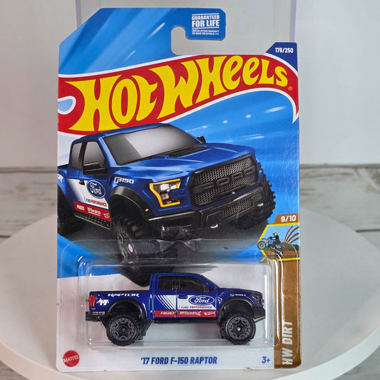 Hot Wheels 17 Ford F-150 Raptor Die-Cast Truck HW Dirt Series Blue/White