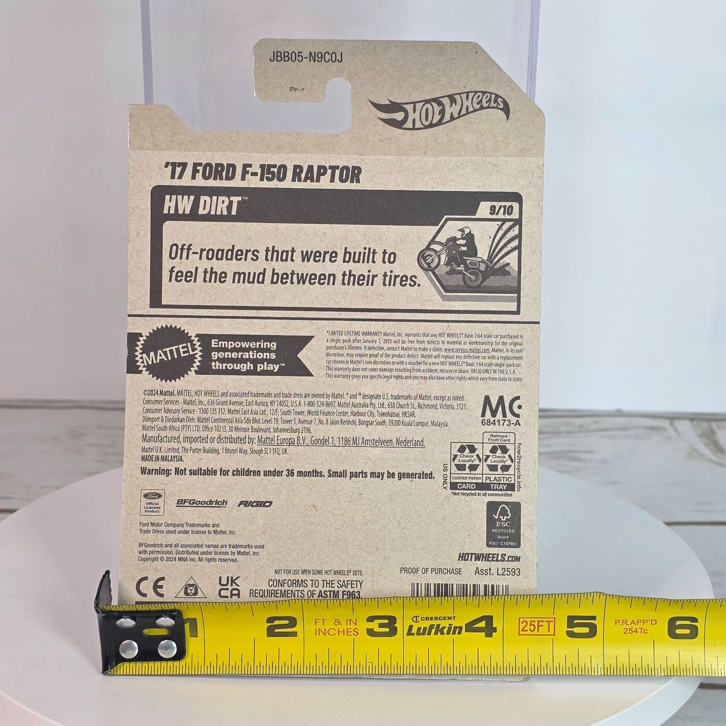 Hot Wheels 17 Ford F-150 Raptor Die-Cast Truck HW Dirt Series Blue/White