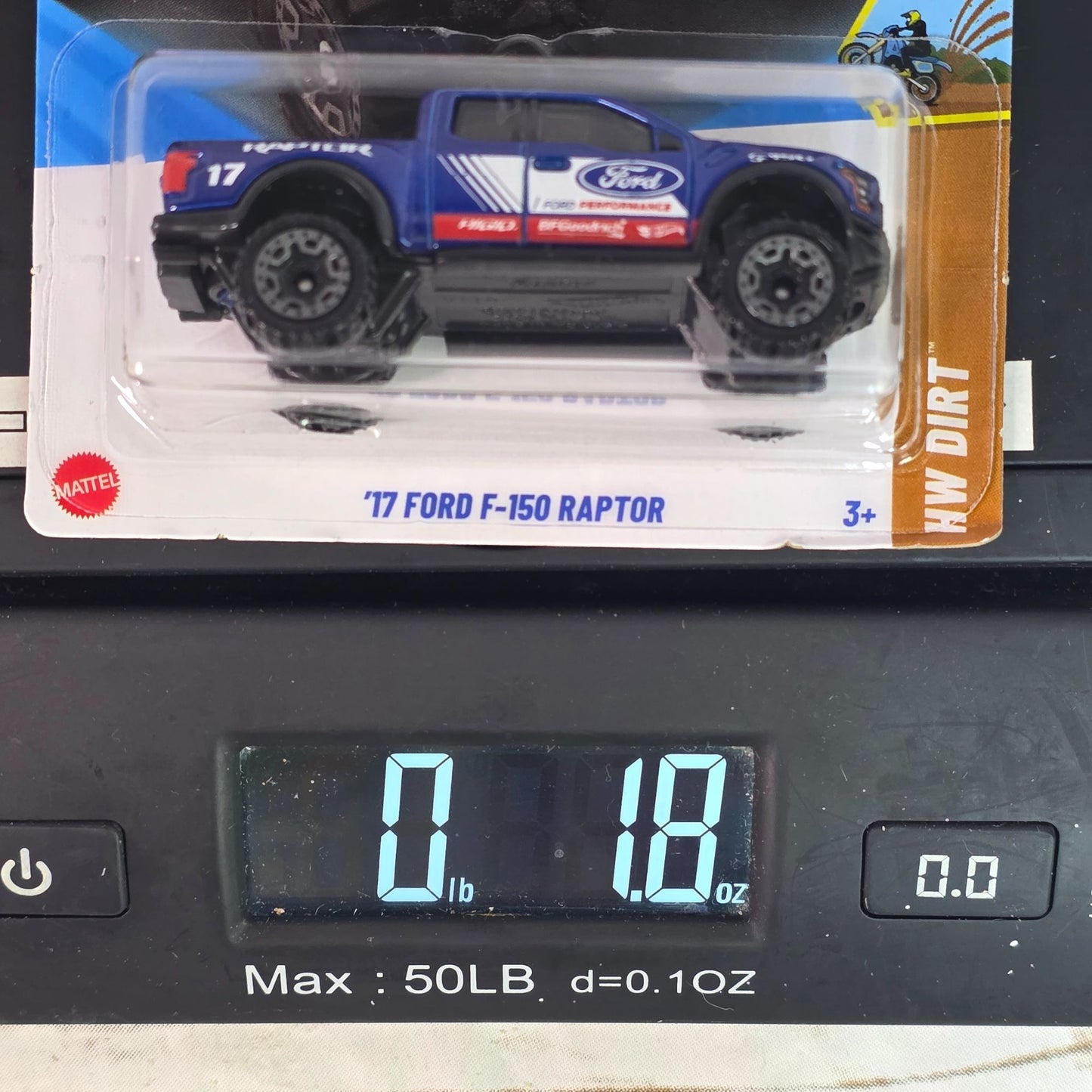 Hot Wheels 17 Ford F-150 Raptor Die-Cast Truck HW Dirt Series Blue/White