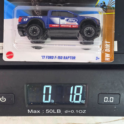 Hot Wheels 17 Ford F-150 Raptor Die-Cast Truck HW Dirt Series Blue/White