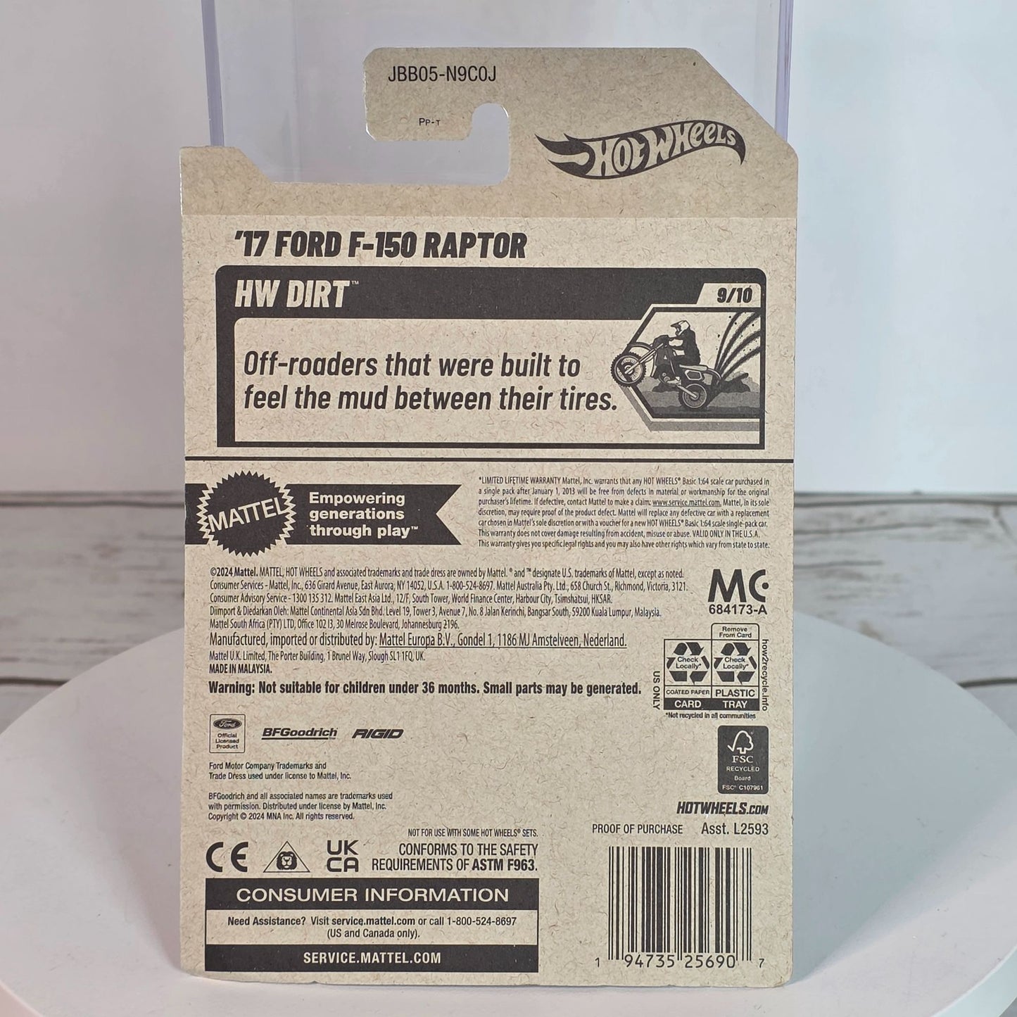 Hot Wheels 17 Ford F-150 Raptor Die-Cast Truck HW Dirt Series Blue/White