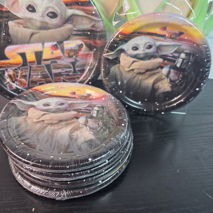 Baby Yoda Party Supplies Lot Plates Headbands Bracelets Mandalorian New