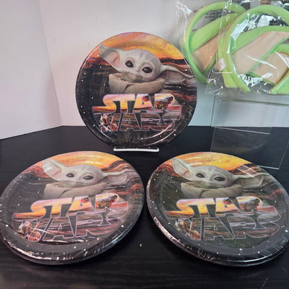 Baby Yoda Party Supplies Lot Plates Headbands Bracelets Mandalorian New